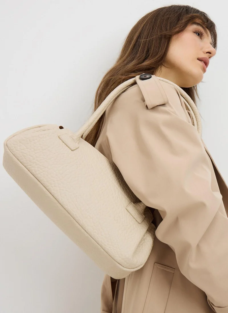 ماتلان Cream Textured Shoulder Bag